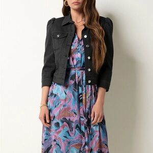 Tart Averill Distressed Puff Sleeve Denim Jacket